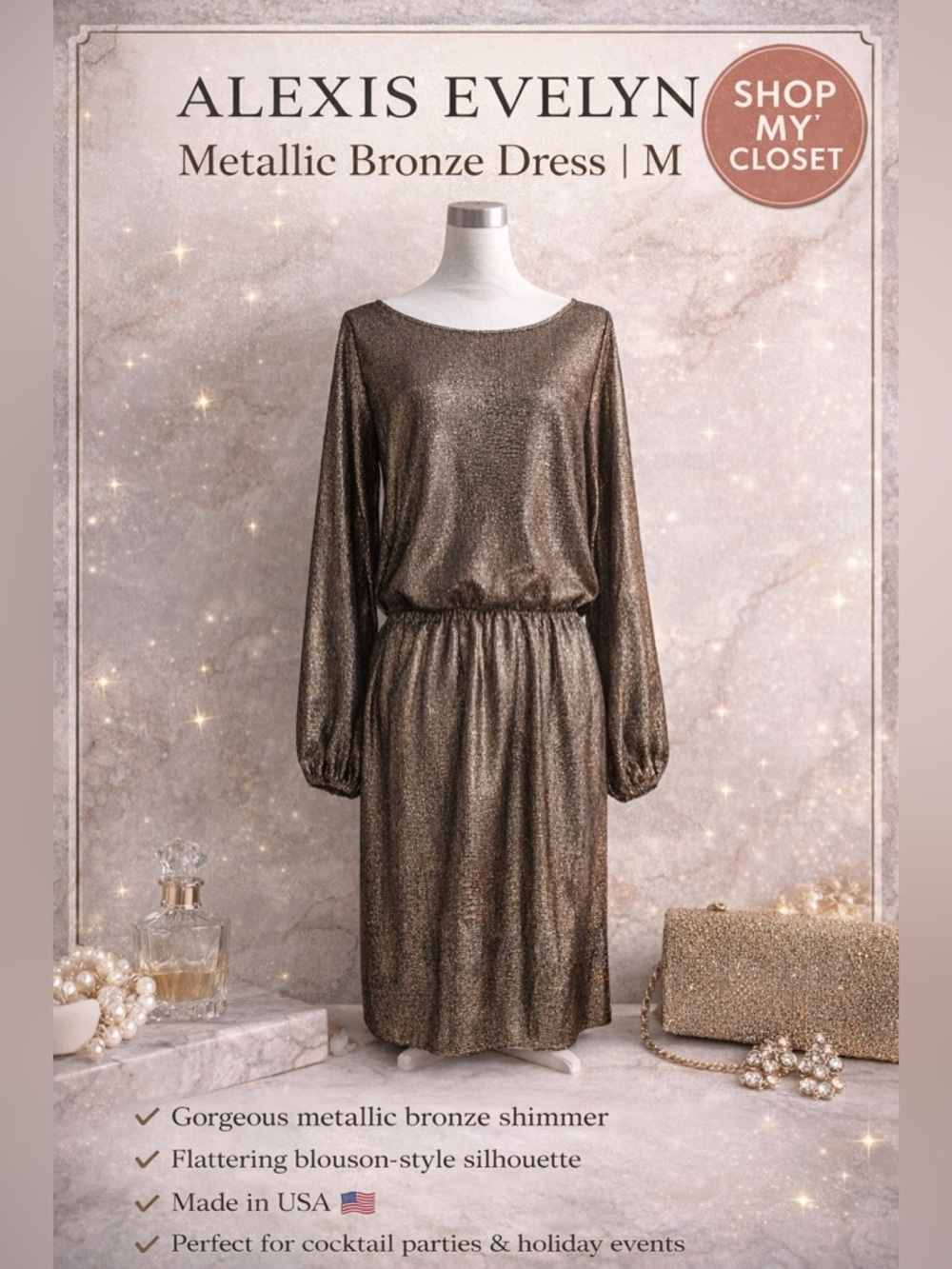 Alexis Evelyn Bronze Dress size Medium